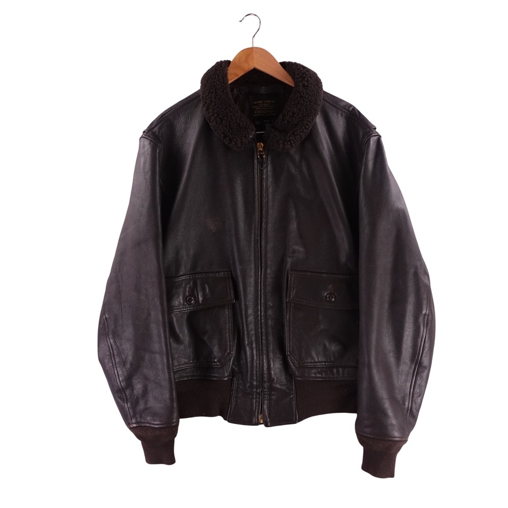 Cockpit Mens 50 USA G-1 Flight Jacket Goatskin Leather Navy Spec 7823 Dark Brown